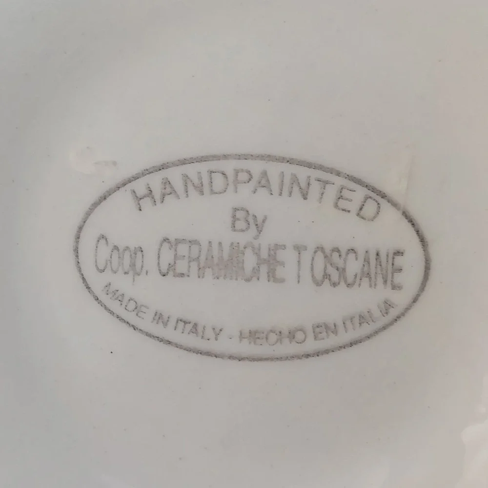 Coop Ceramiche Toscane Italy Handpainted‎ Grape Ceramic Vase White Green Purple